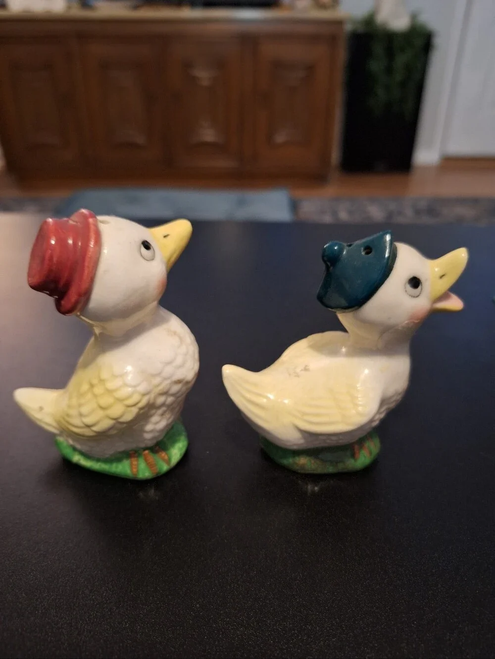 Vintage Ceramic Duck Figurine Salt & Pepper Set